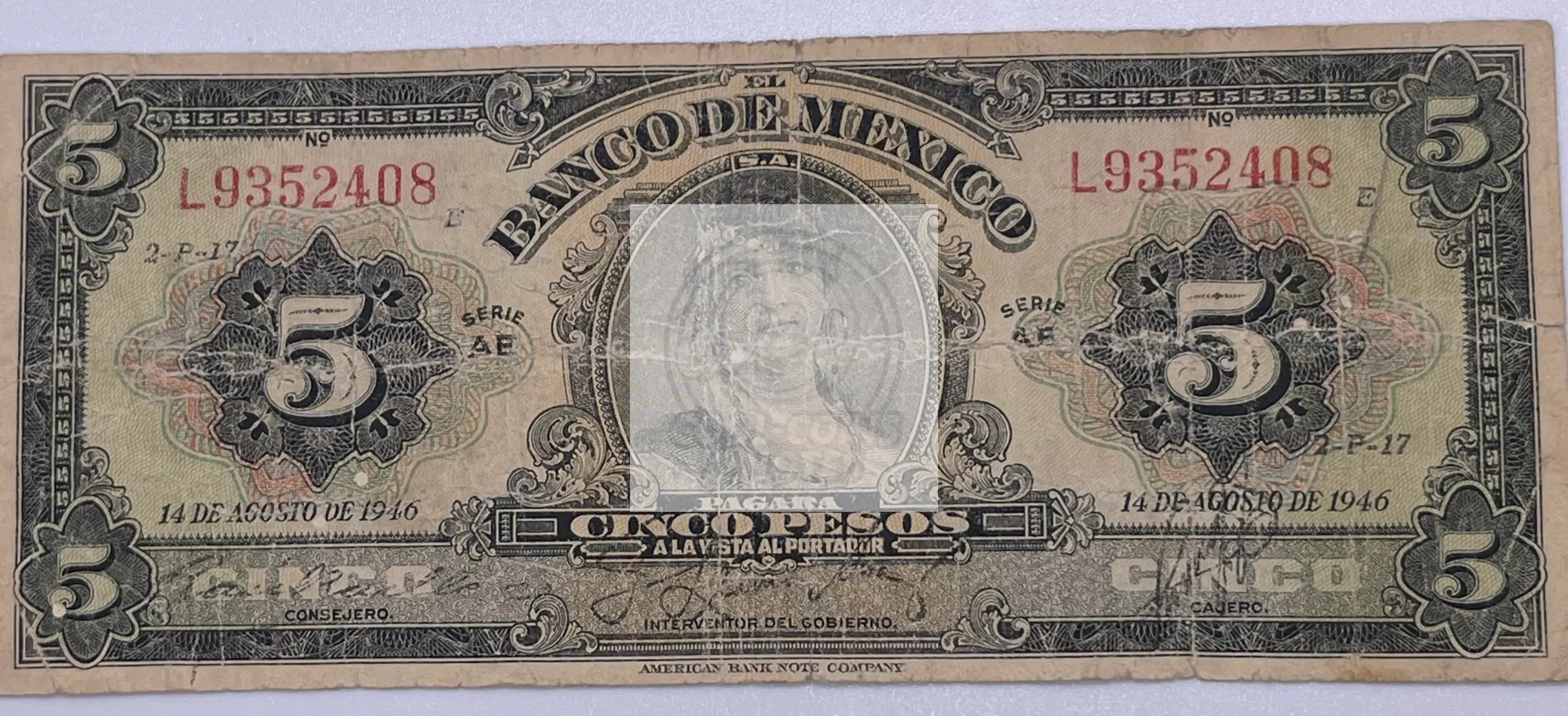 Mexico: $5 Pesos 1946 Banco de Mexico Circulated - Cool Coins & Notes