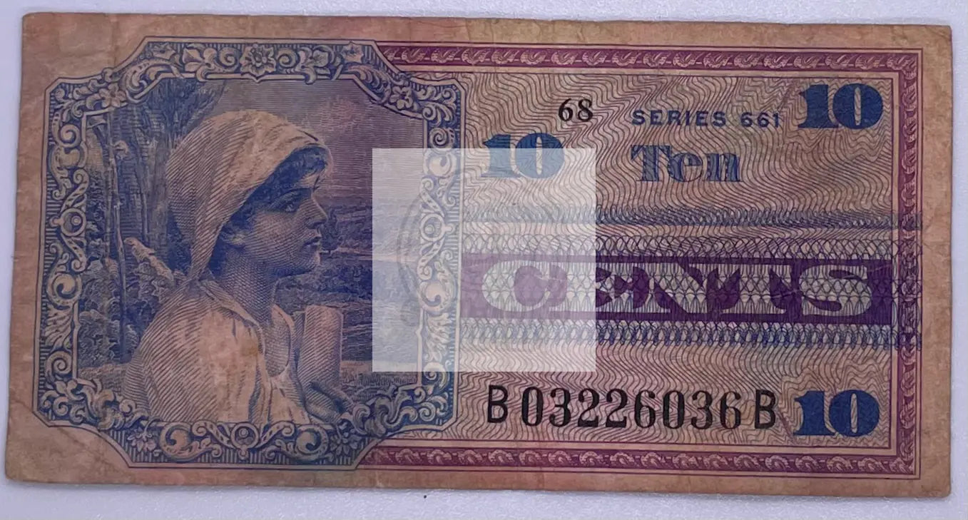 Vietnam Era Military Payment Certificate 10 Cents Series 661 used by US military