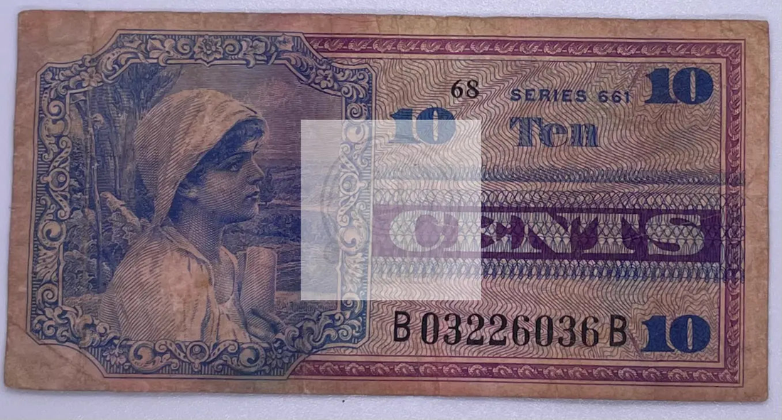Vietnam Era Military Payment Certificate 10 Cents Series 661 used by US military
