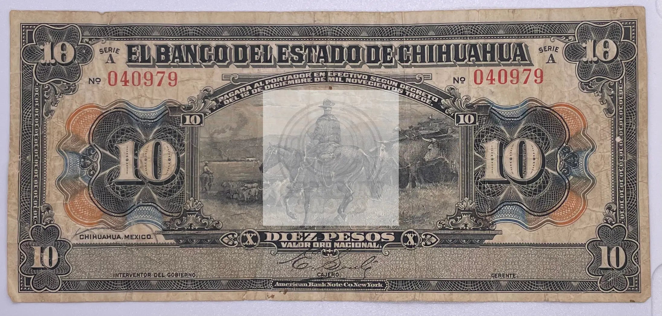 ND 1913 Mexico Chihuahua 10 Pesos Series A Banknote - Cool Coins & Notes