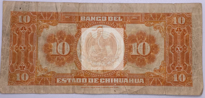 ND 1913 Mexico Chihuahua 10 Pesos Series A Banknote - Cool Coins & Notes
