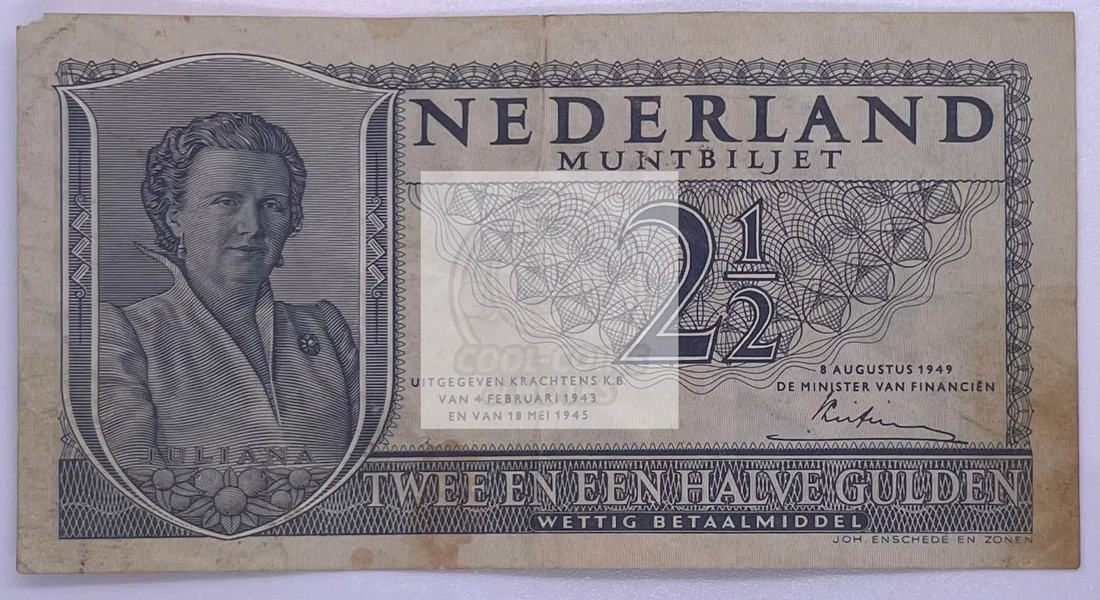 Netherlands 1949 1/2 Gulden P-73 used banknote with intricate design and historical significance