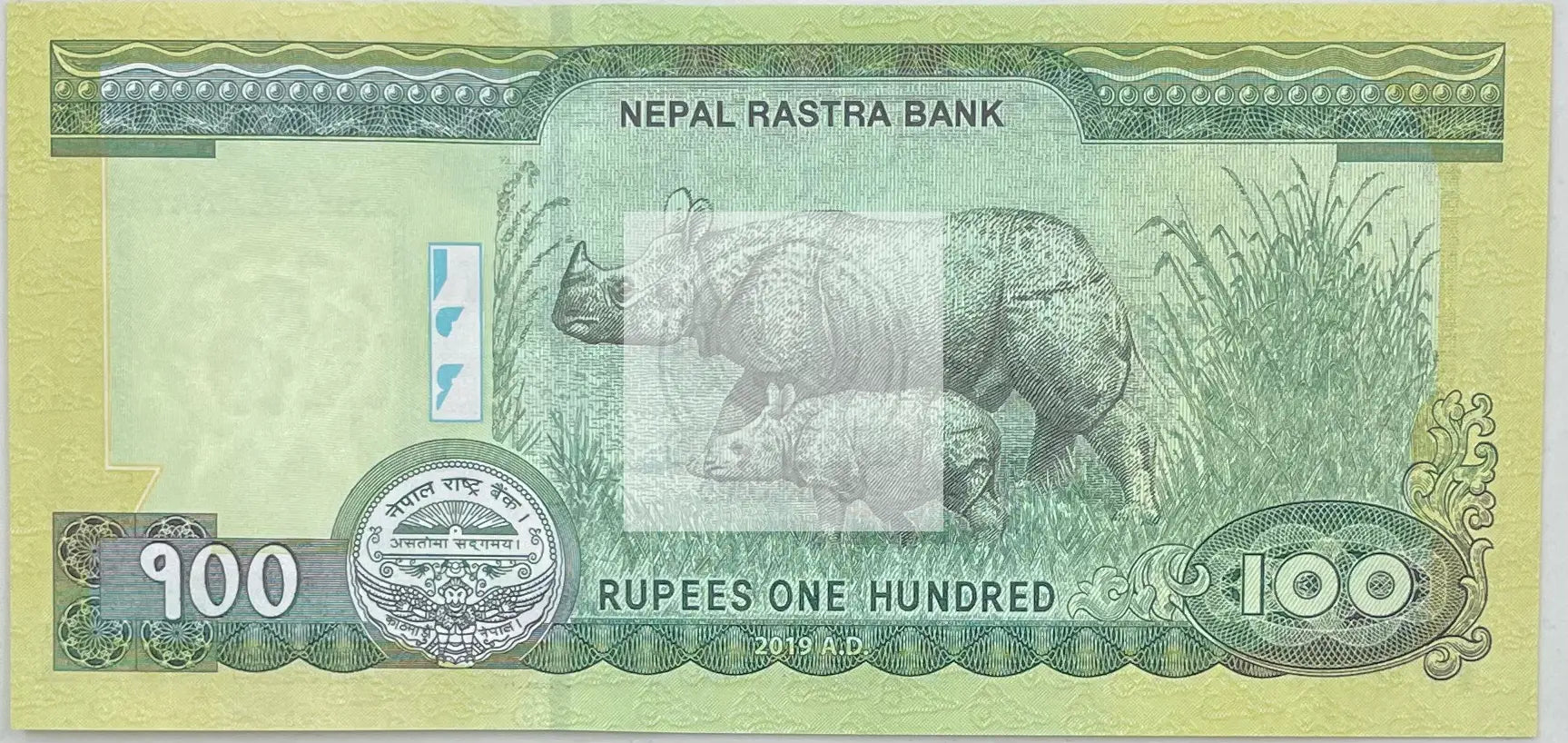 Nepal 100 Rupees Banknote, 2019, P-80a.2, UNC Rhino Banknote - Cool Coins & Notes