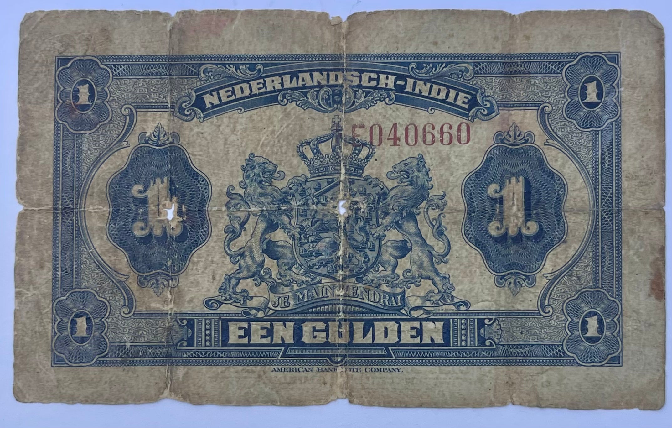 Netherland Indies 1919 1 Gulden P-100 Used World Banknote Cool Coins & Notes 