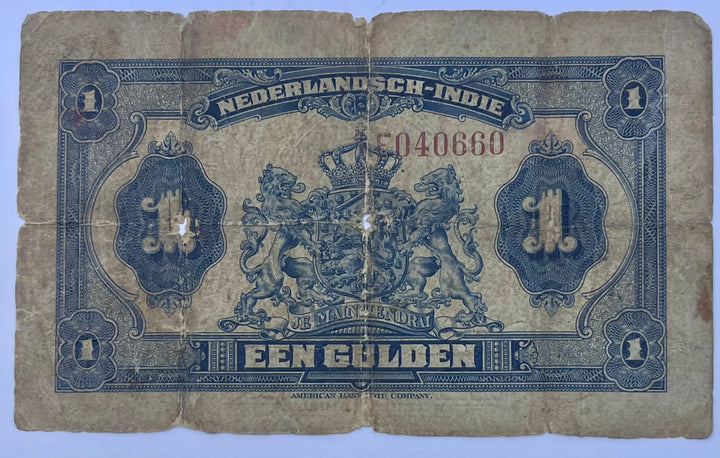 Netherland Indies 1919 1 Gulden P-100 Used World Banknote Cool Coins & Notes 