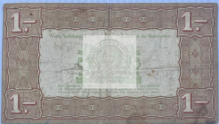 Netherlands 1938 1 Gulden P-61 Silver Cert WW2 Used World Banknote - Cool Coins & Notes