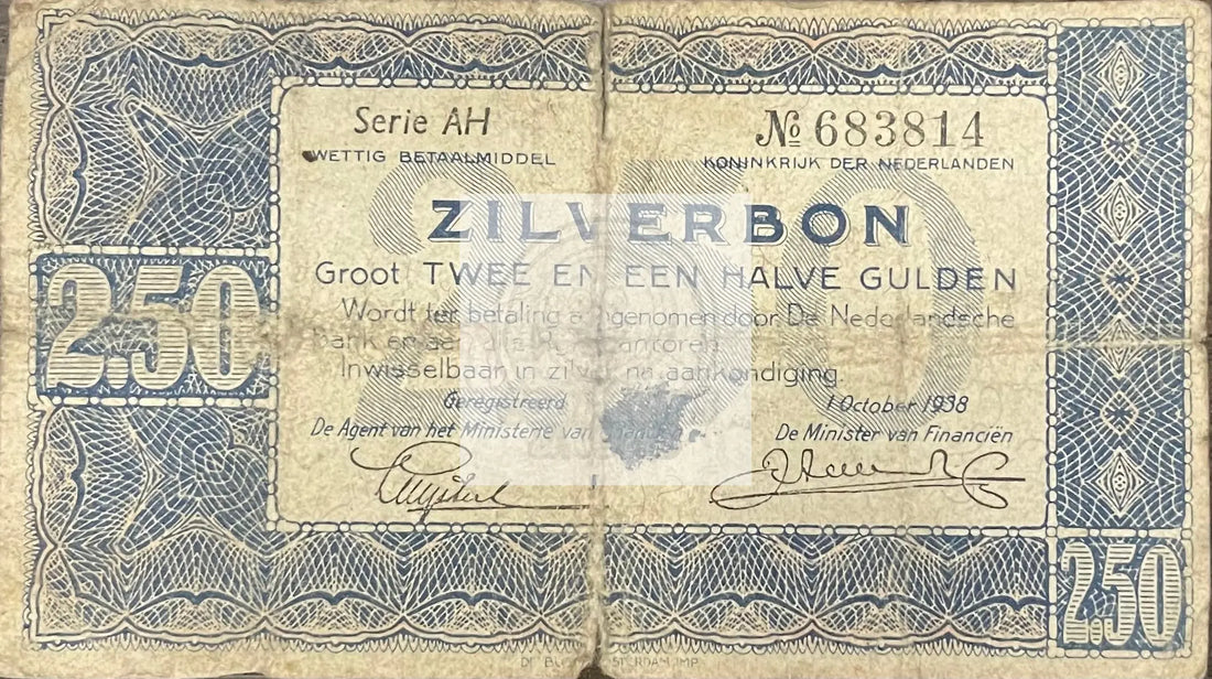Netherlands 1938 2.50 Gulden P-62 Used Banknote - Cool Coins & Notes