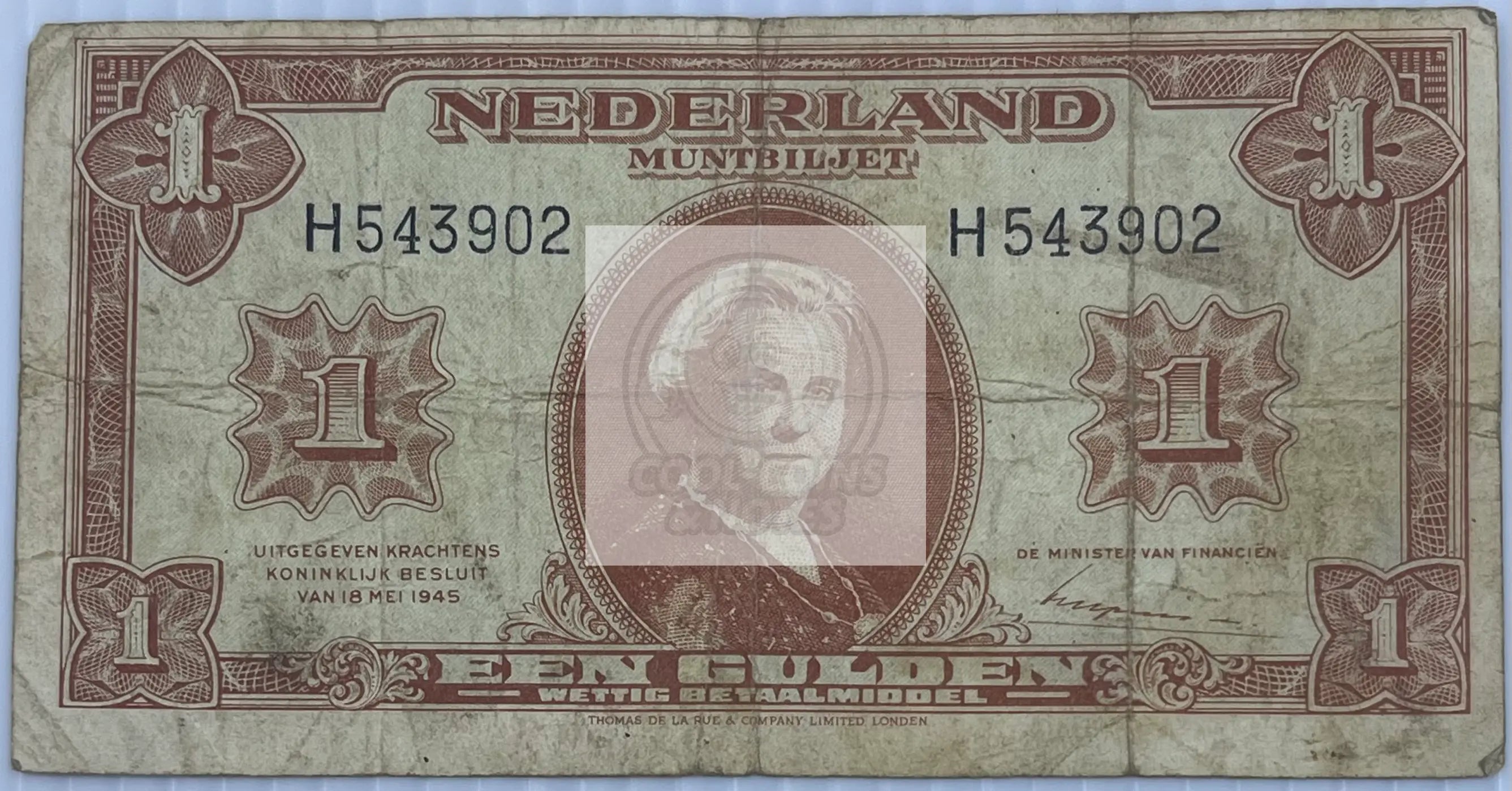 Netherlands 1945 1 Gulden P-64, Used World Banknote Currency - Cool Coins & Notes