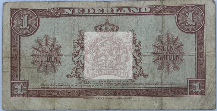 Netherlands 1945 1 Gulden P-64, Used World Banknote Currency - Cool Coins & Notes