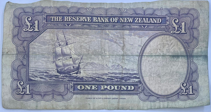 New Zealand 1956 1 Pound P-159 Used Banknote Cool Coins & Notes 