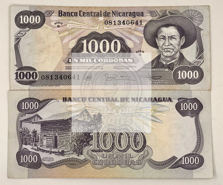 Nicaragua 1985 1000 Cordobas P145a, Used Banknote From Lot - Cool Coins & Notes