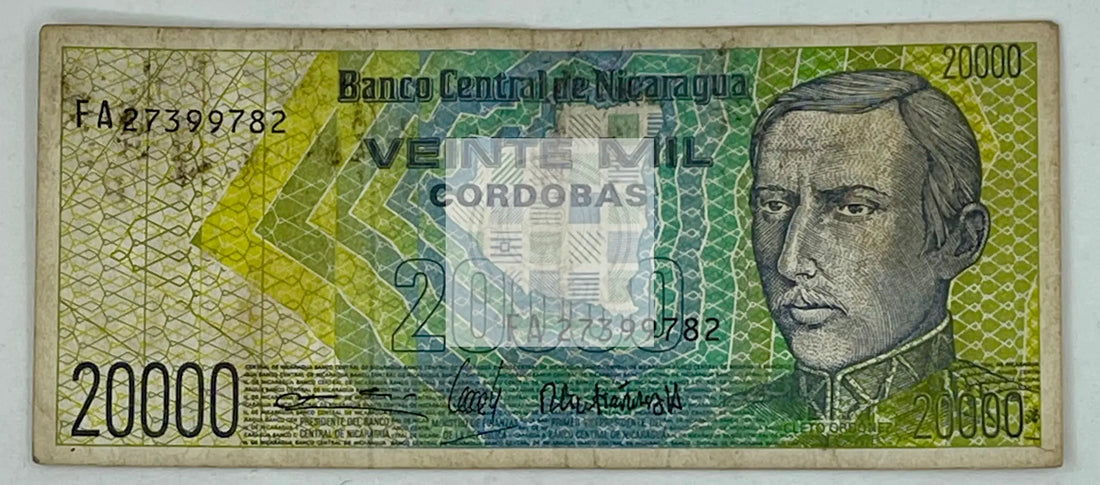 Nicaragua 2000 Cordobas 1989 P160 Used Banknote - Cool Coins & Notes