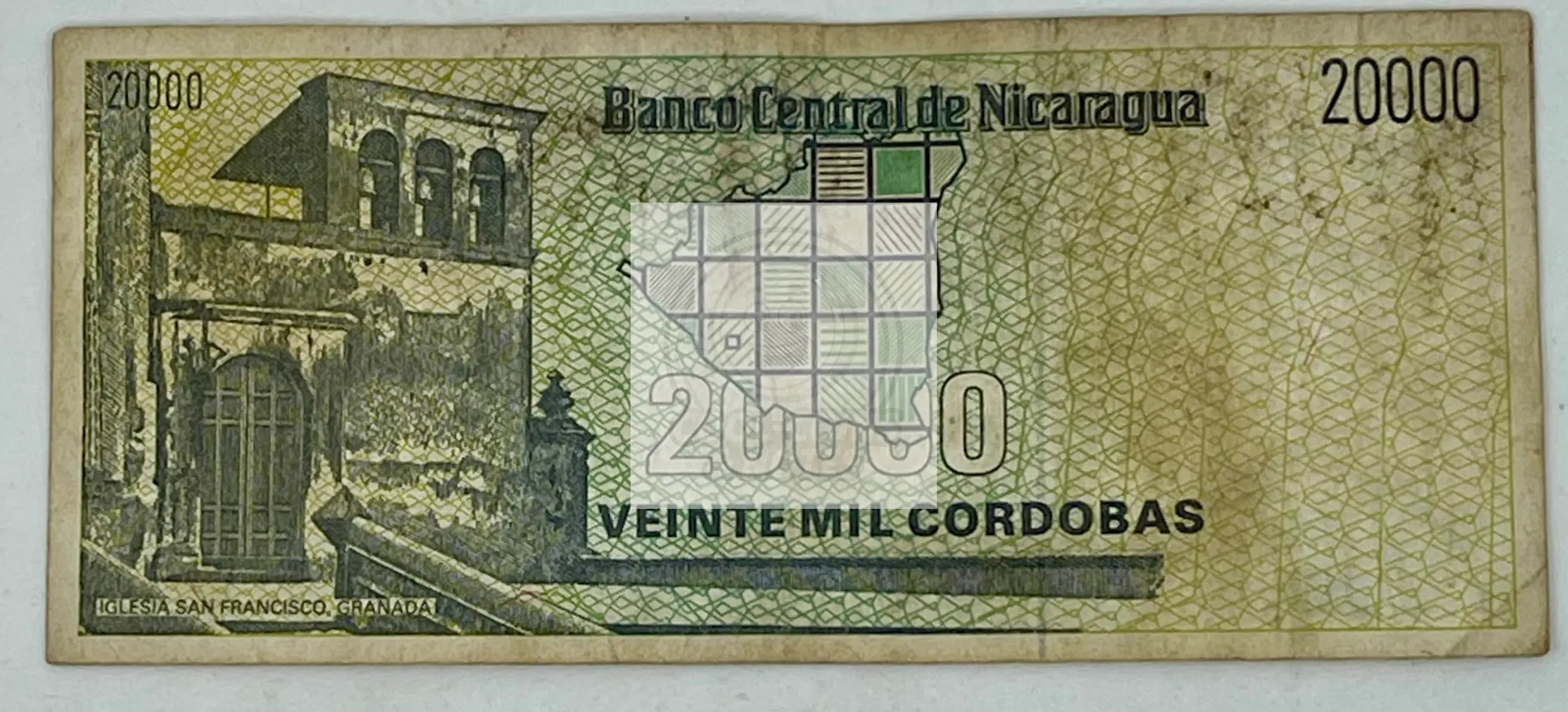 Nicaragua 2000 Cordobas 1989 P160 Used Banknote - Cool Coins & Notes