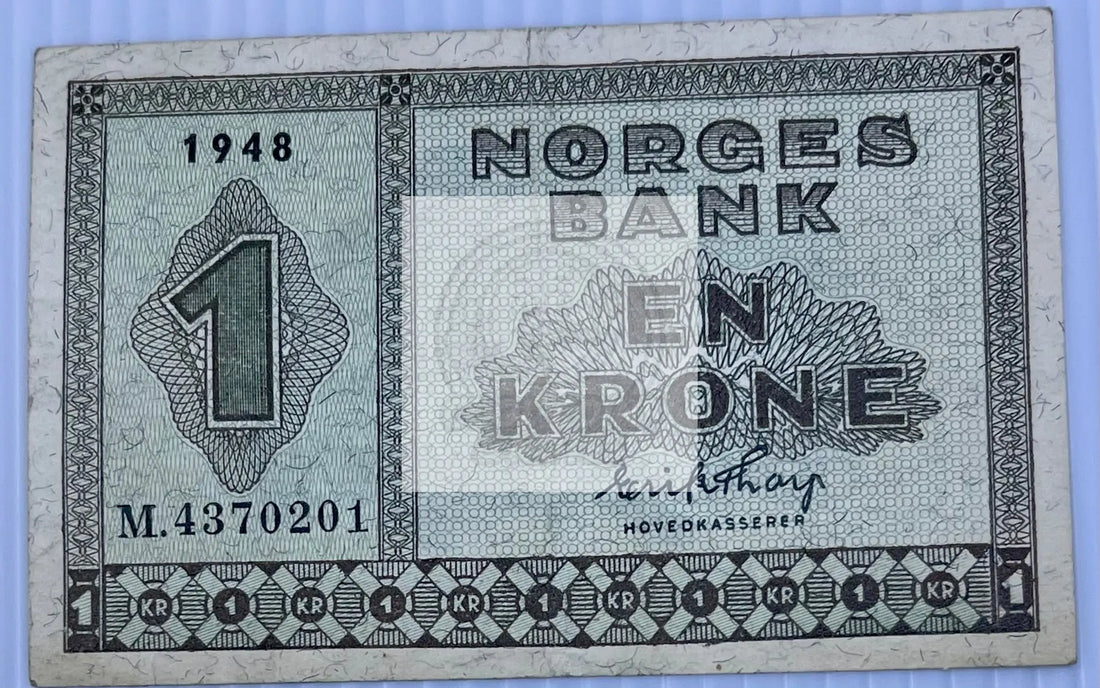 Norway 1948 1 Krone P-15b Used World Banknote - Cool Coins & Notes