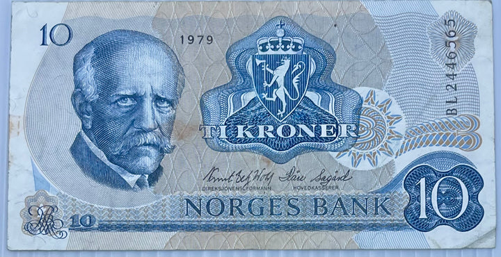 Norway 1979 10 Kroner P-36 Used World Banknote Currency Cool Coins & Notes 