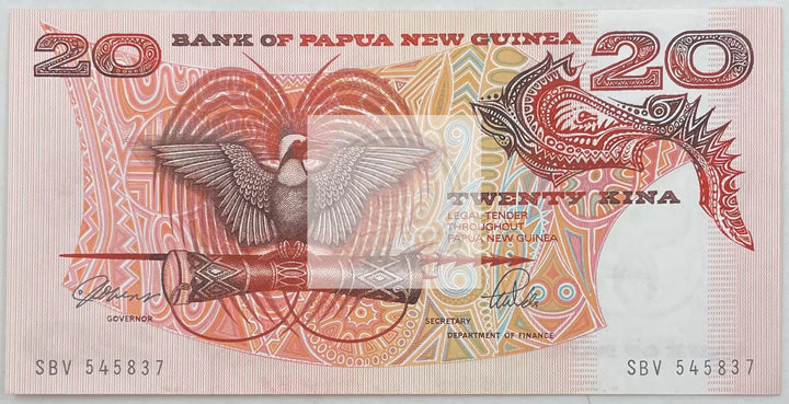 Papua New Guinea 20 Kina Banknote, 1989-1992 ND, P-10a, UNC - Cool Coins & Notes