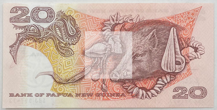 Papua New Guinea 20 Kina Banknote, 1998 ND, P-10c, UNC - Cool Coins & Notes