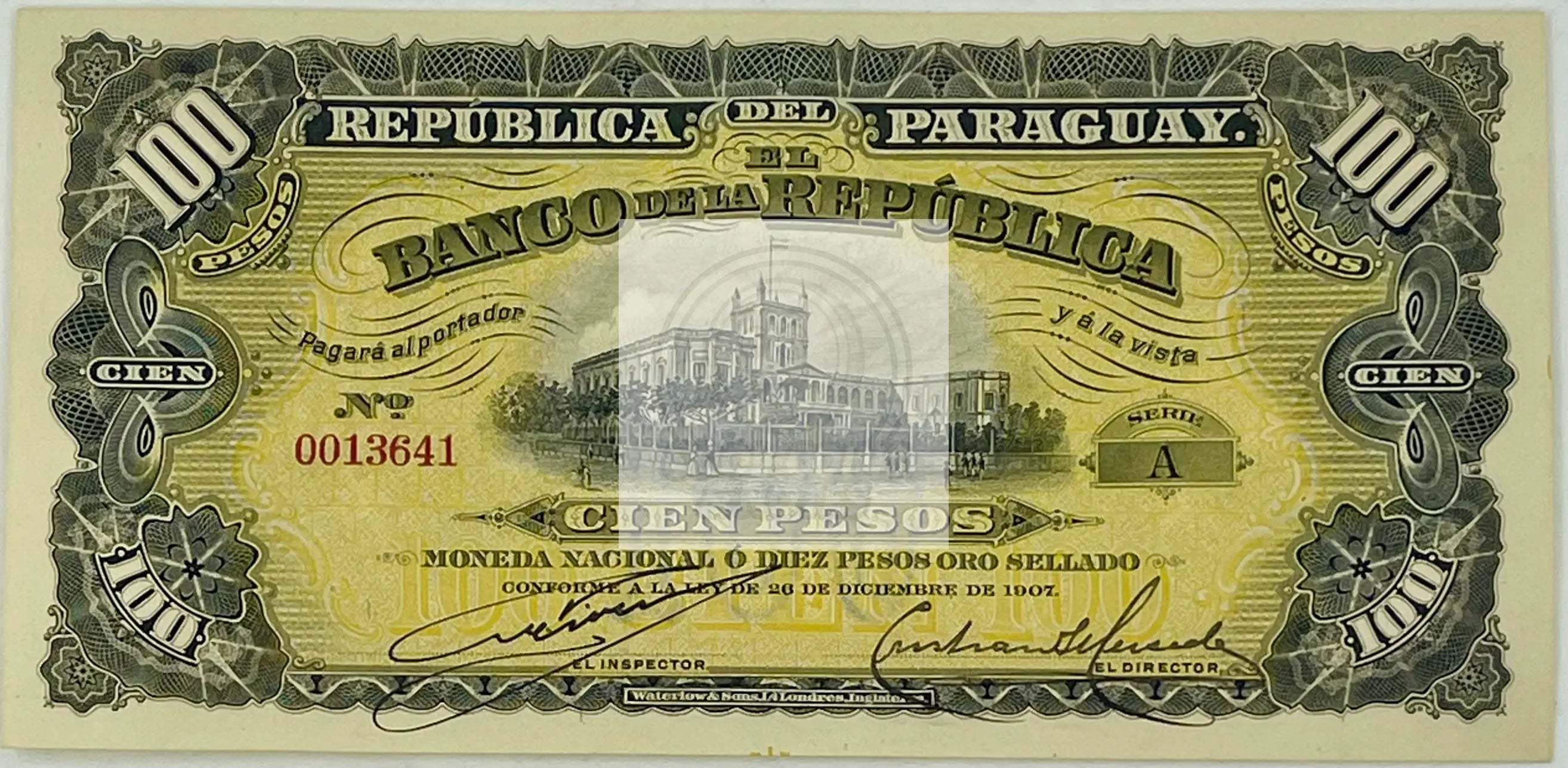 Paraguay 1907 100 Pesos P-159a.3 UNC World Banknote - Cool Coins & Notes