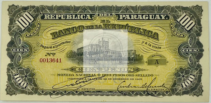 Paraguay 1907 100 Pesos P-159a.3 UNC World Banknote - Cool Coins & Notes