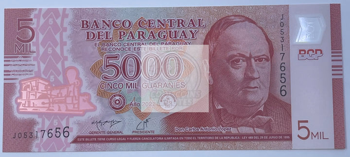 Paraguay 2022 5000 Guaranies P234d UNC Polymer World Banknote Currency - Cool Coins & Notes