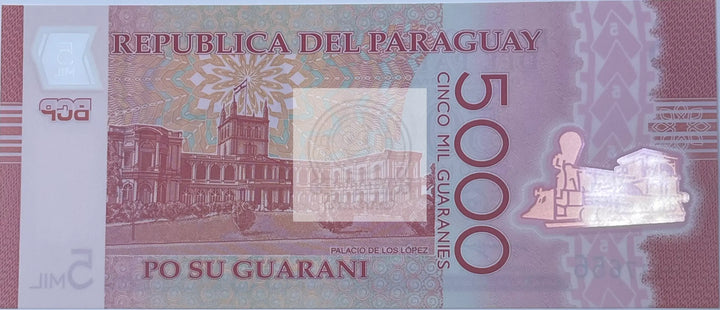 Paraguay 2022 5000 Guaranies P234d UNC Polymer World Banknote Currency - Cool Coins & Notes