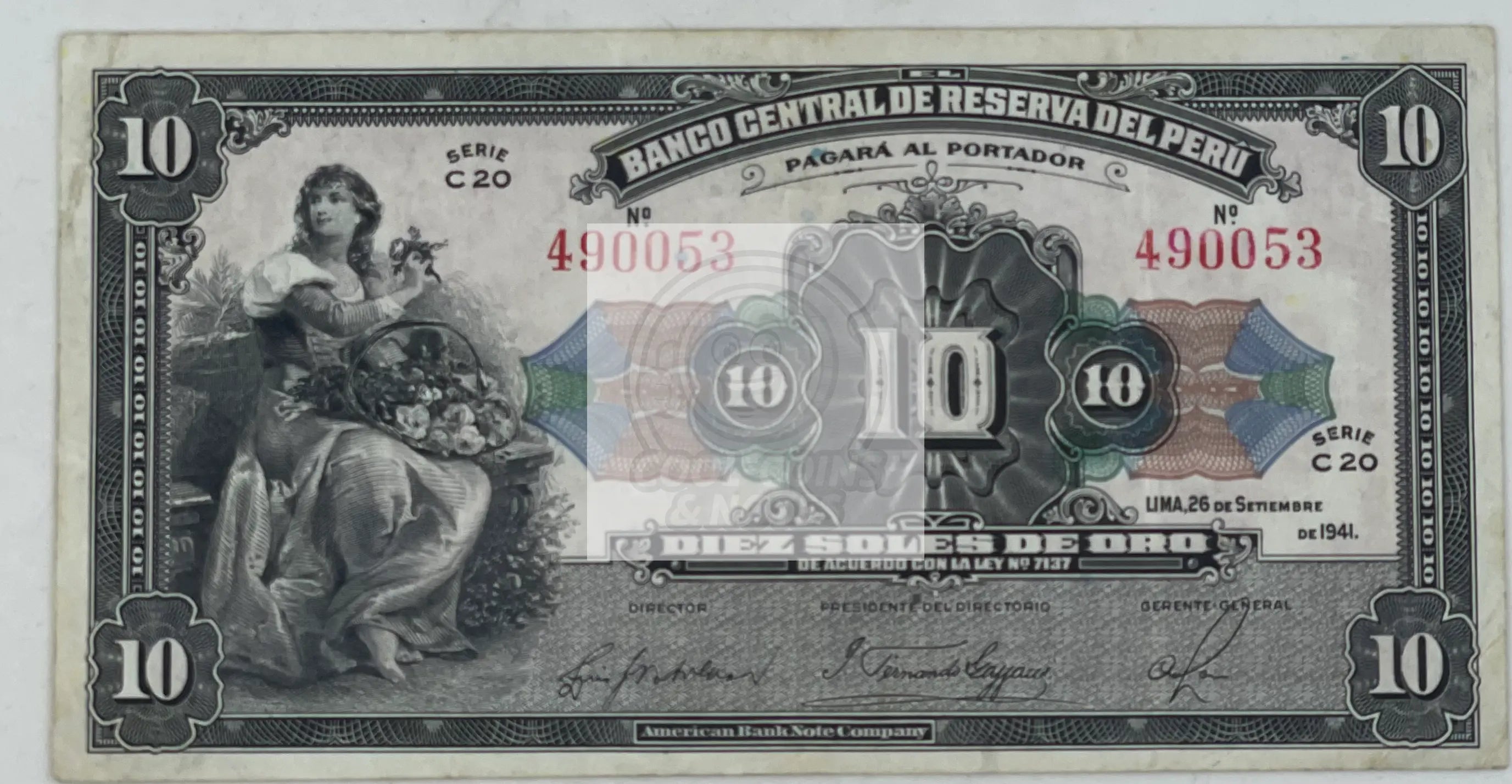 Peru 1941 10 Soles de Oro P-67Aa.1, Used World Banknote - Cool Coins & Notes