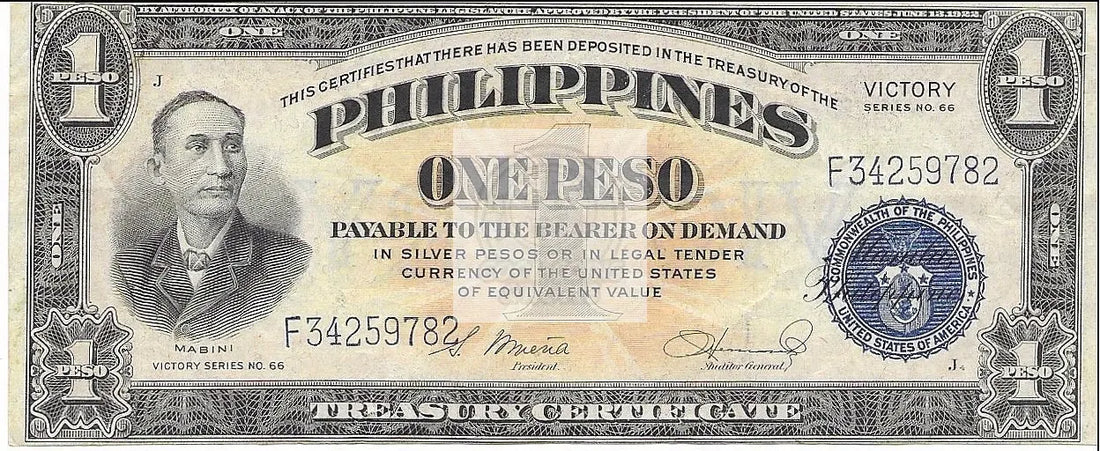 Philippines 1 Peso 1944 Series 66 P-94 WWII, Used Banknote - Cool Coins & Notes