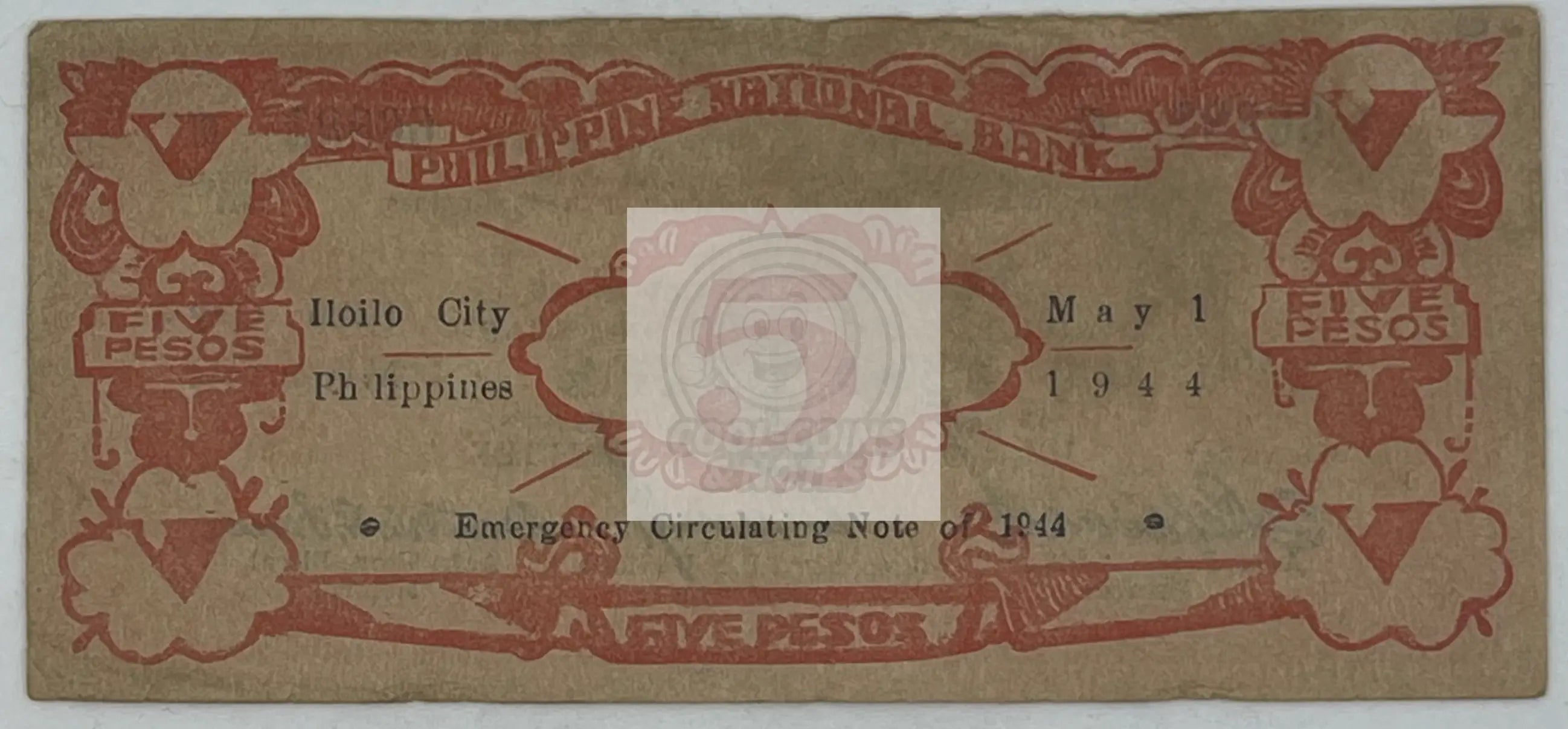 Philippines 1942 lloilo 5 Pesos S313 1st Guerilla Money 25K  Used World Banknote - Cool Coins & Notes