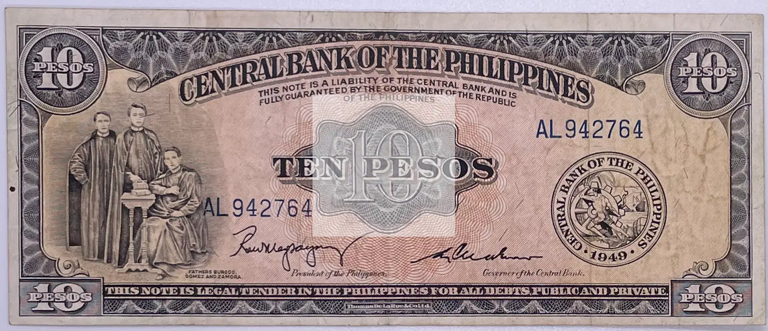 Philippines 1949 10 Pesos P-4 UNC Banknote - Cool Coins & Notes
