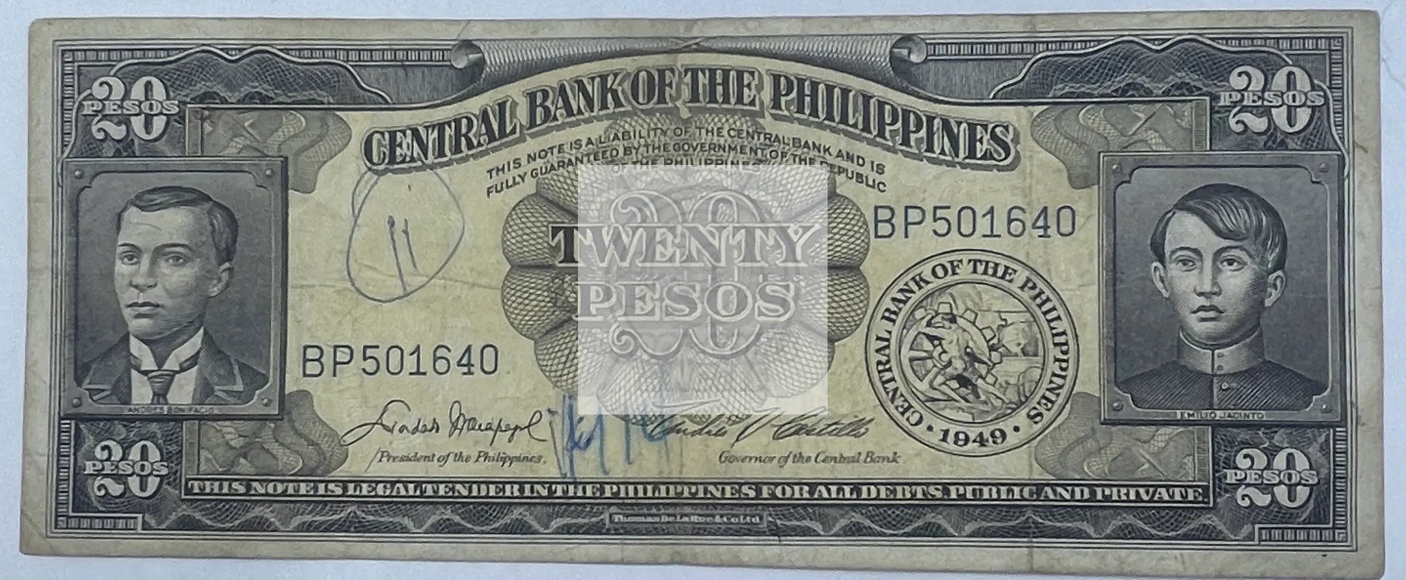 Philippines 1949 20 Pesos P137e Used World Banknote - Cool Coins & Notes