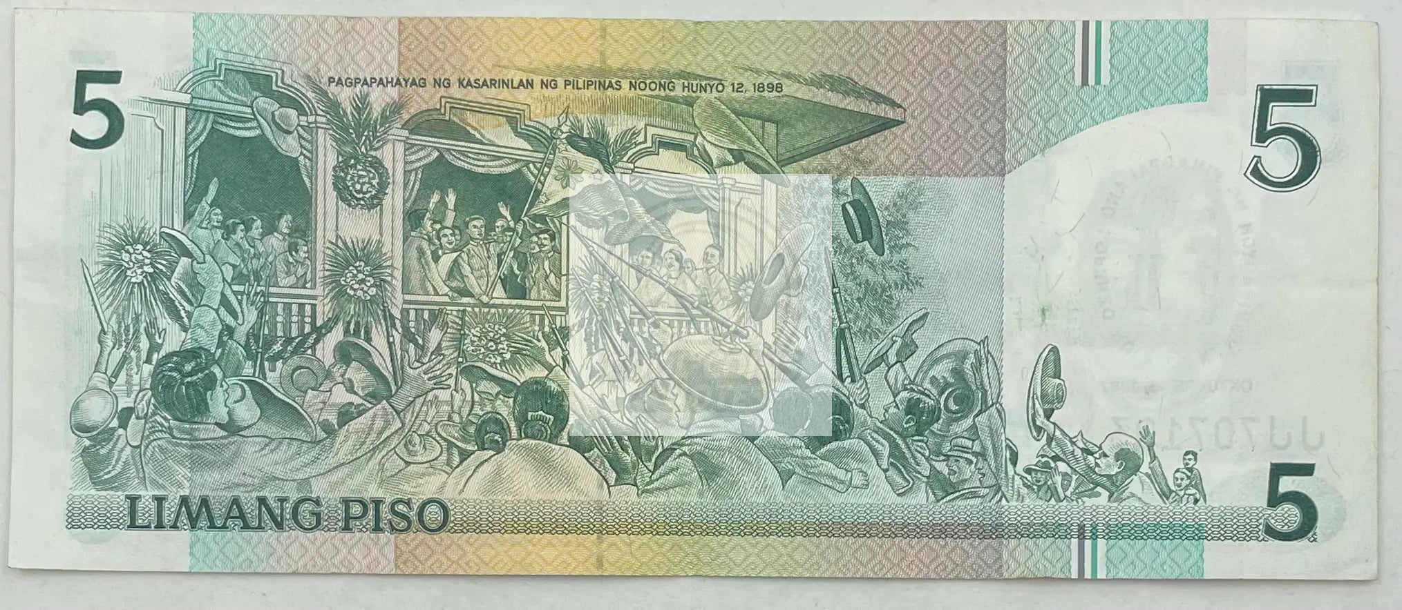 Philippines 1987  5 Piso Cannonization  P-176, UNC Banknote - Cool Coins & Notes