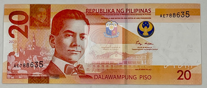 Philippines 20 Piso Banknote, 2023, P-230b, UNC - Cool Coins & Notes