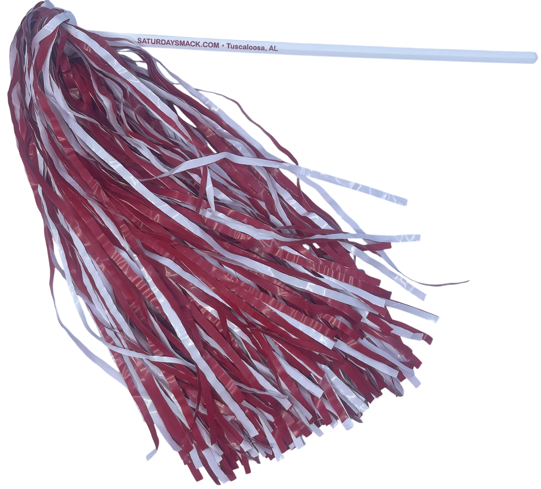 10 Count Saturday Smack Crimson/White Pom-Poms Gameday Shakers for Alabama Fans Plastic