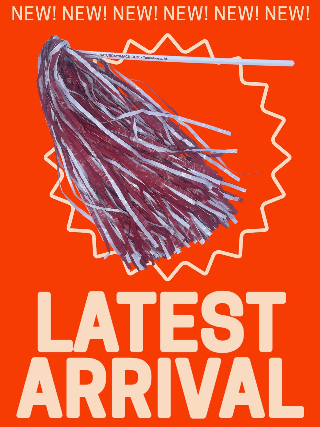 Saturday Smack Crimson/White Pom-Poms Gameday Shakers for Alabama Fans Plastic