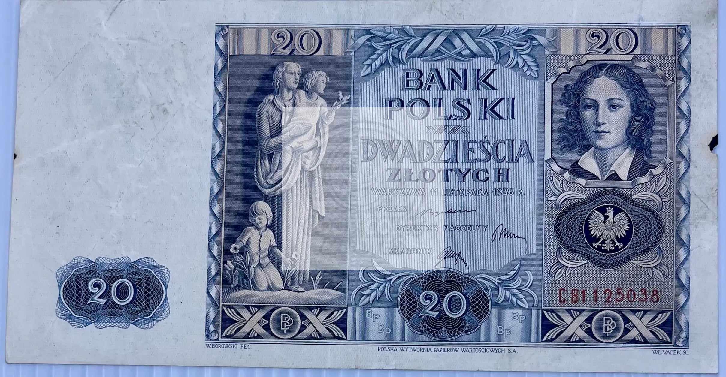 Poland 1936 20 Zloytch P-77a Used Banknote - Cool Coins & Notes