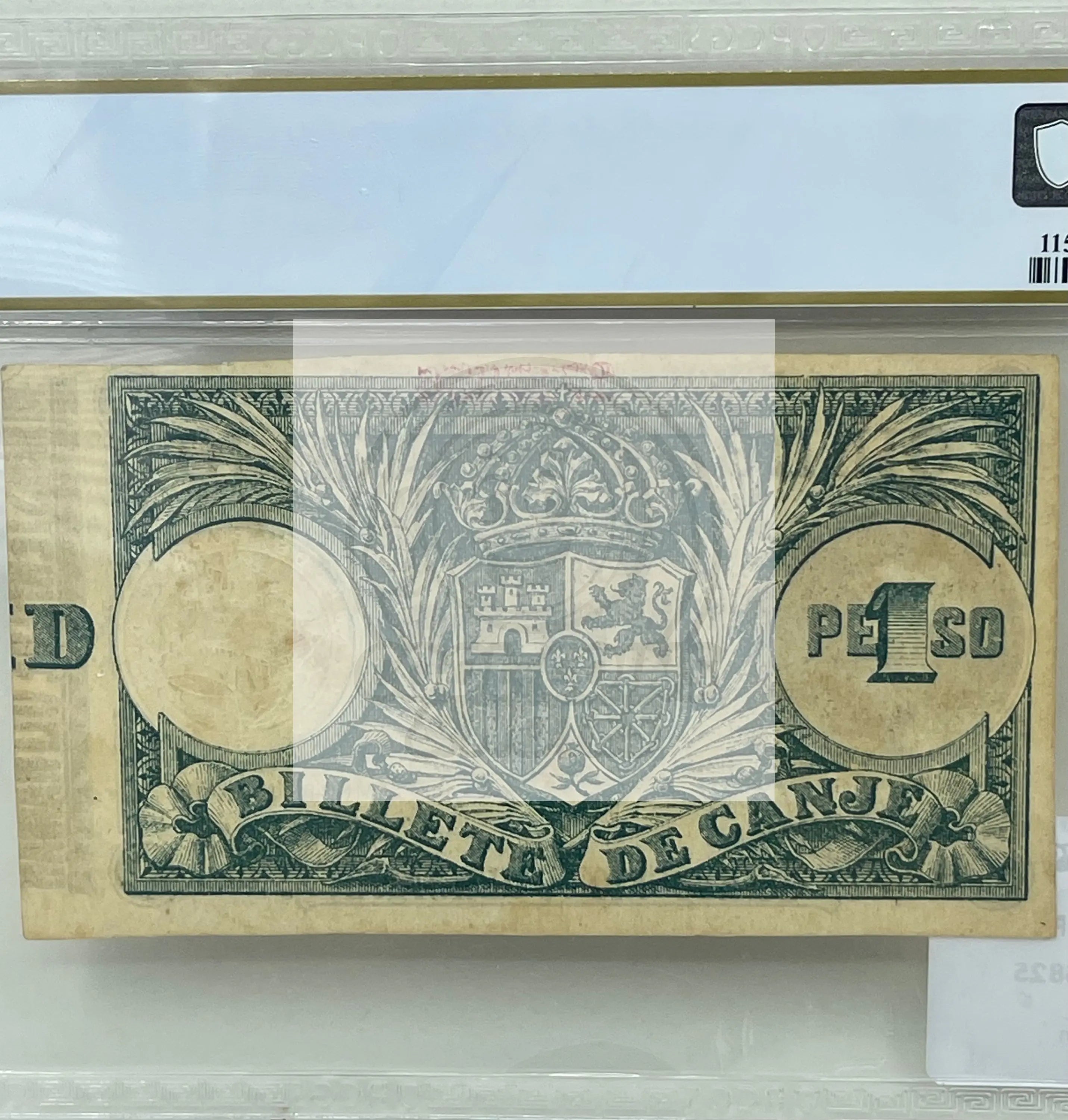 Puerto Rico /Ministerio de Ultramare 1895 1 Peso P7b PCGS CXF 45 World Banknote - Cool Coins & Notes