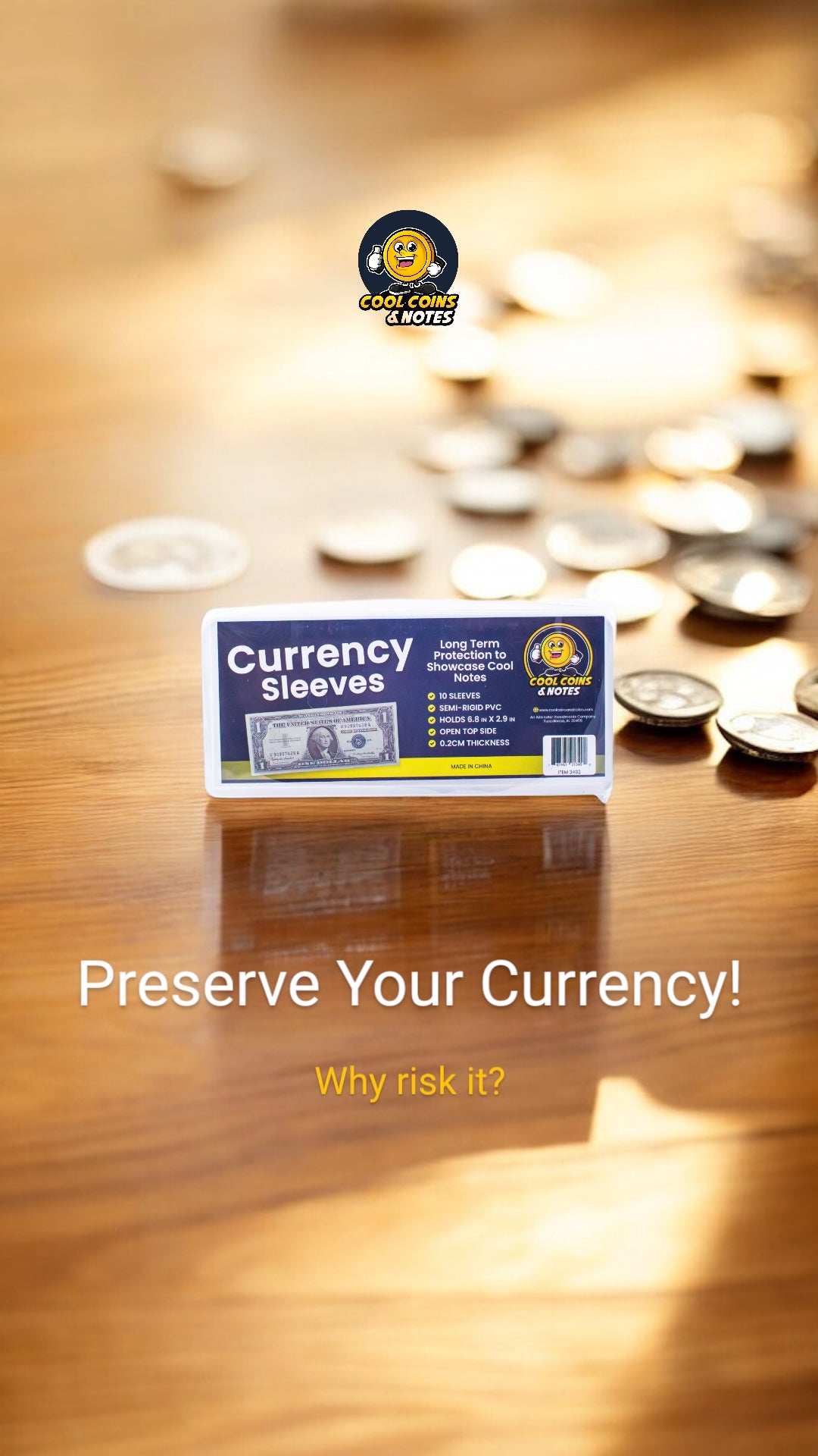 100 Banknote Currency Sleeves Rigid US Dollar Modern Size US Topload Holders Note Cool Coins & Notes