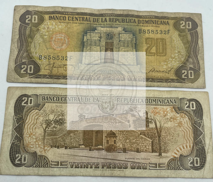 Republica Dominican 20 Pesos Gold 1988 P 120c Fds / UNC C-08 - Cool Coins & Notes