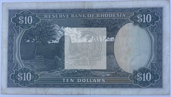 Rhodesia 1976 10 Dollars P-37 Used World Banknote Currency Cool Coins & Notes 