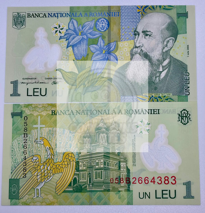 Romania 1 Leu (1 July 2005) - Polymer/Monastery/p117a UNC - Cool Coins & Notes