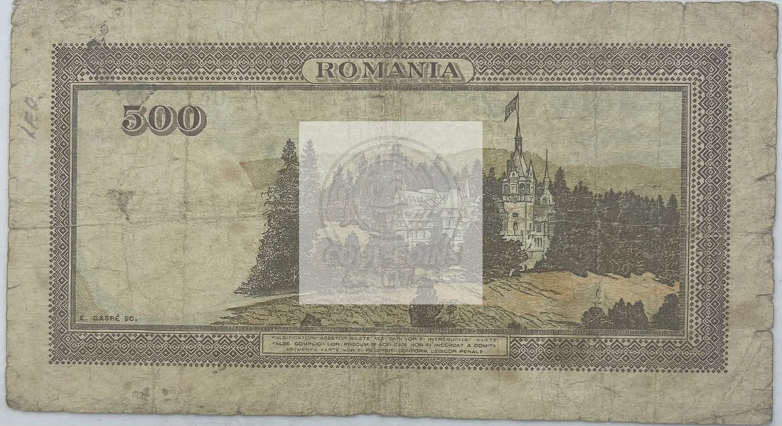 Romania 1943 500 Lei P-51a.5, Used World Banknote Currency - Cool Coins & Notes