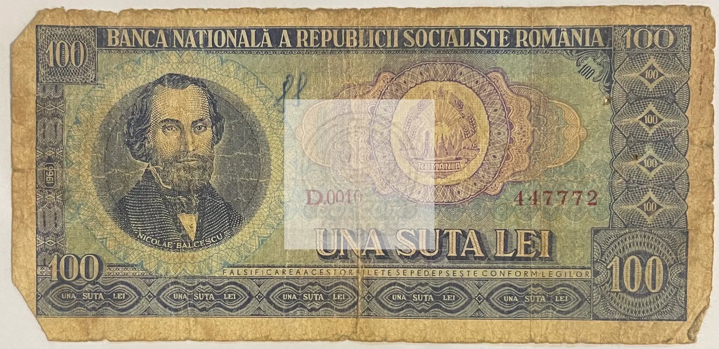 Romania 1966 100 Lei P-97 Used, World Banknote Currency From Lot - Cool Coins & Notes