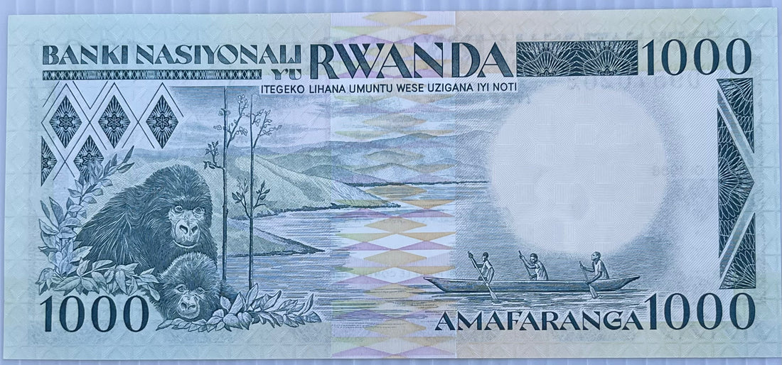 Rwanda 1988 1000 Francs P-21 UNC Gorilla World Banknote Currency - Cool Coins & Notes