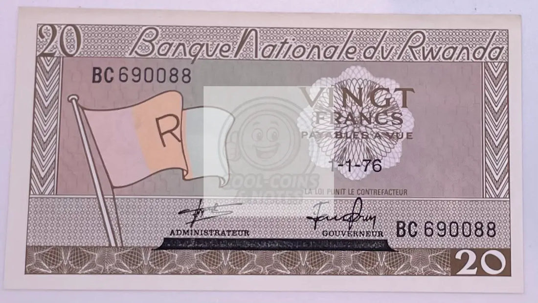 Rwanda / Africa, 20 Francs, 1976, P-6 (6e), UNC Children Banknote - Cool Coins & Notes