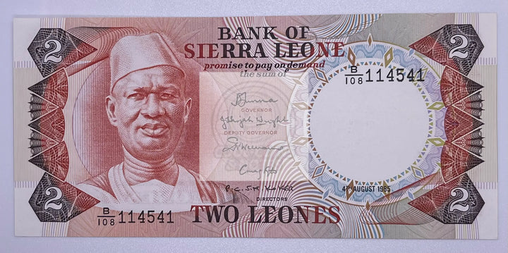 SIERRA LEONE 2 LEONES 1980 P-6e UNC, Banknote - Cool Coins & Notes
