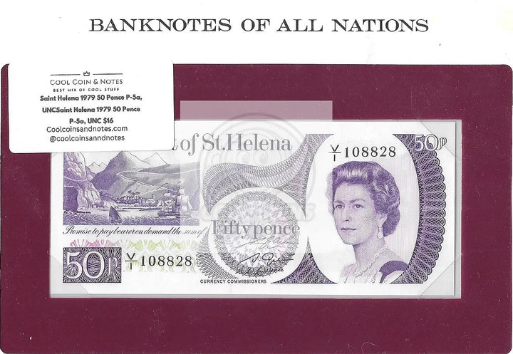 Saint Helena 1979 50 Pence P-5a, UNC "Banknotes of All Nations" - Cool Coins & Notes