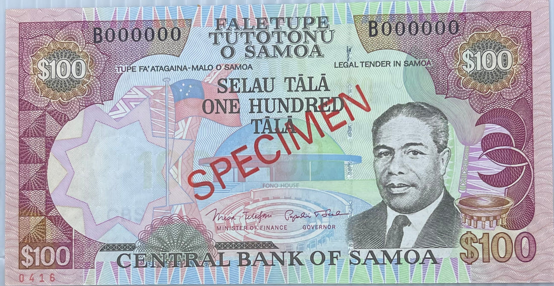 Samoa 2005 10 Tala P-24b UNC Specimen World Banknote - Cool Coins & Notes