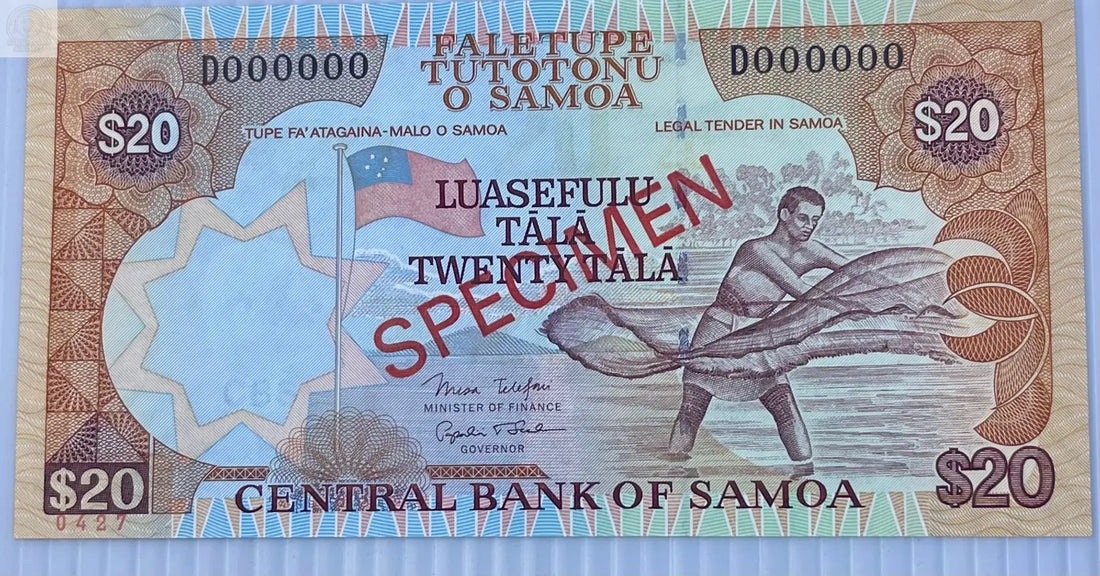 Samoa 2005 20 Tala P-35bs UNC Specimen World Banknote Currency Cool Coins & Notes