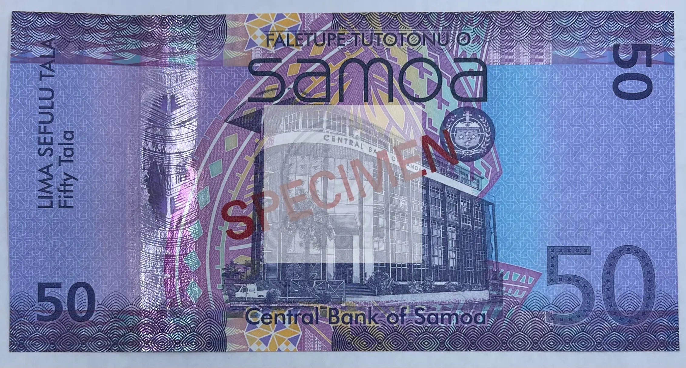 Samoa 2012 50 Tala P42s Hybrid Substrat UNC Specimen World Note - Cool Coins & Notes