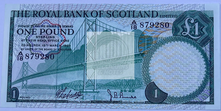 Scotland 1969 1 Pound P-329 UNC World Banknote Cool Coins & Notes 